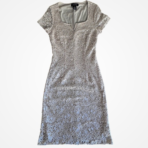 candalite Dresses & Skirts - Candalite Womens Sequin Lace Sheath Dress Champagne S